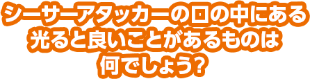 シーサーアタッカーの口の中にある光ると良いことがあるものは何でしょう？